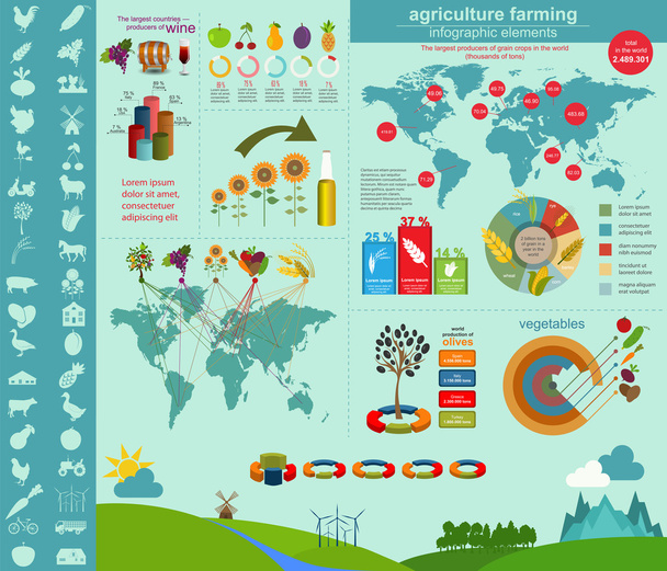Agriculture, farming infographics - Vector, Imagen