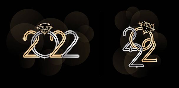 2022 шрифт с бриллиантом, 2022 Типографическая концепция с вариацией номера шрифта, применимая для календаря, поздравительные открытки, приглашение, баннер, флаер, трафаретная печать, плакат с минималистским шаблоном - Вектор,изображение