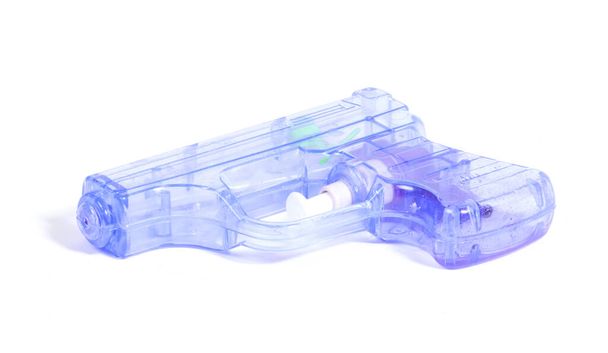 SImple blue small water pistol isolated on white background - Photo, Image
