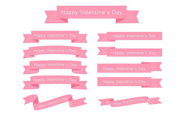 White and pink Valentine's Day decorative ribbon, Happy Valentine's Day - Vector, Image