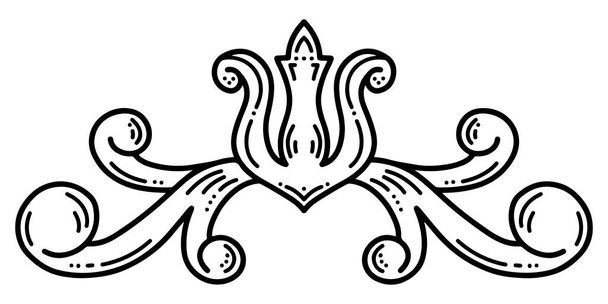 Adorno floral borde decorativo. Ilustración vectorial dibujada a mano, aislada sobre fondo blanco. - Vector, imagen