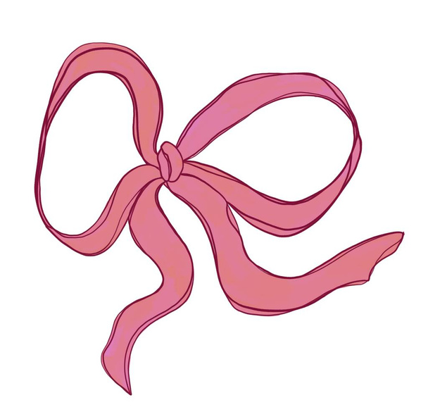 Pink bow - simple linear illustration on a white background - Photo, Image
