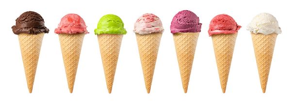 set of ice cream waffle cone isolated on white background - Foto, imagen