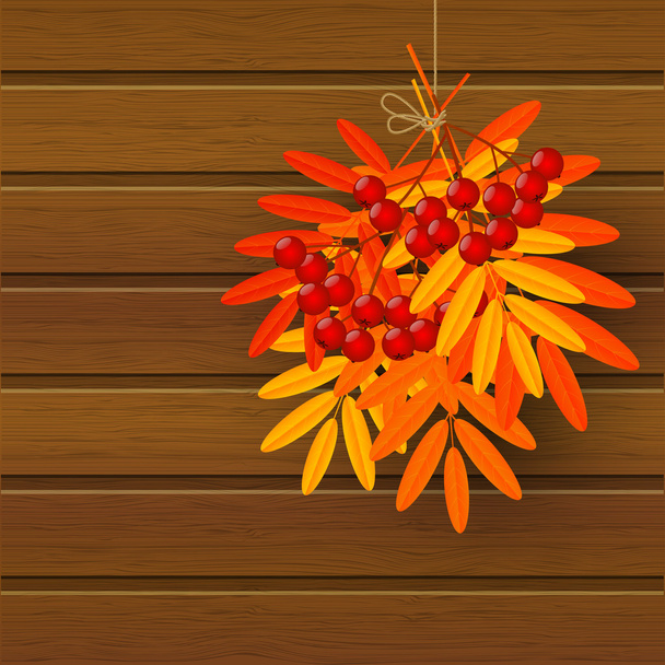 Осенние листья с рябинами
 - Вектор,изображение