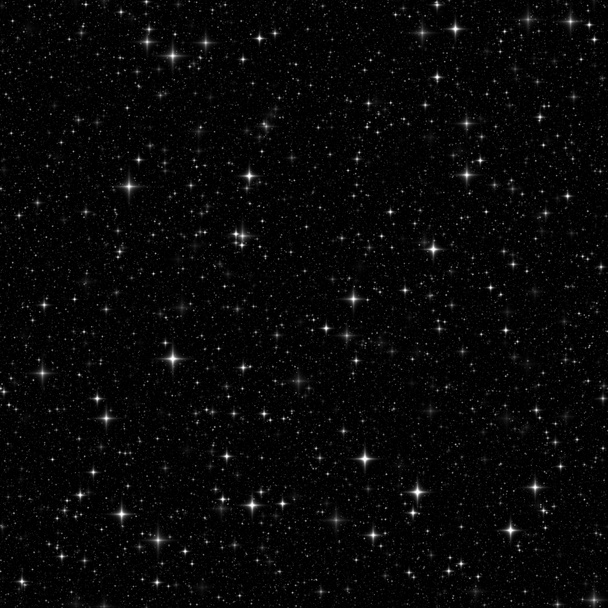Black space with many stars. Seamless pattern, texture, backgrou - Photo, Image