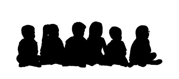 medium group of children seated silhouette 5 - Photo, Image