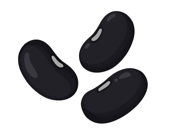 Kidney beans. Black beans in cartoon style. Healthy vegetarian food illustration. - Vector, Image