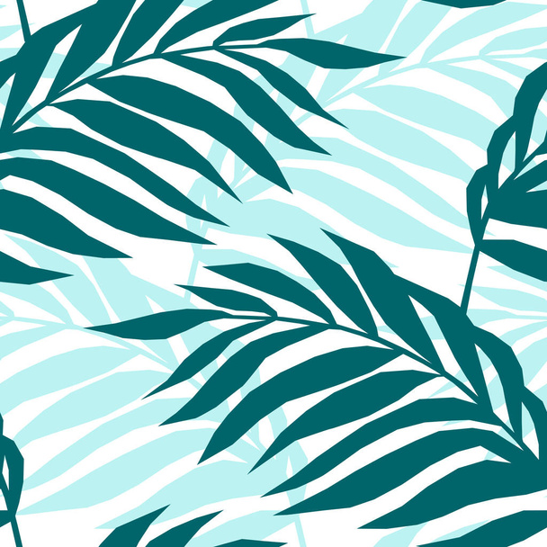 Motif vectoriel sans couture avec des feuilles de palmier sur un fond blanc - Vecteur, image