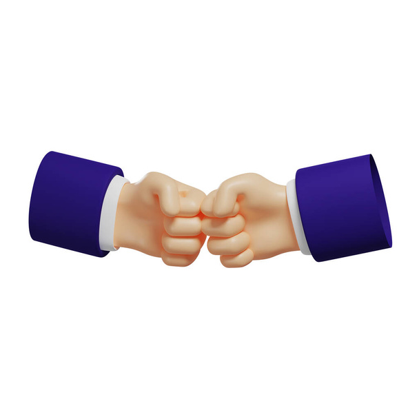 Fist to fist greeting, alternative to shaking hands, fist to fist punch, illustration isolated on white background, 3D rendering - Photo, image