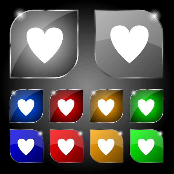 Heart sign icon. Love symbol. Set colur buttons. Vector - Vettoriali, immagini