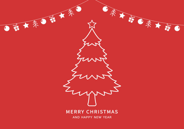 New Year greeting card design with stylized Christmas tree. Vector illustration. Christmas tree logo. - ベクター画像