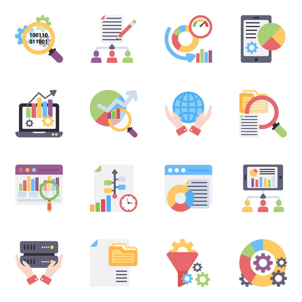 Presenting a set of flat icons conceptualizing business data vectors. The vector icons in this set have vibrant and fun colors with editable quality. Happy downloading. - Vector, Image