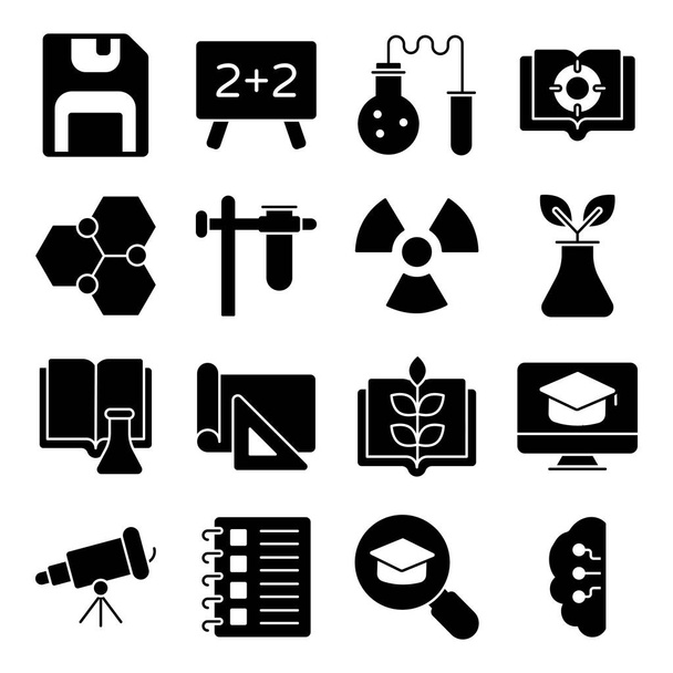 Take a moment to look at these educational solid icons. Go with these vectors and put worth to your design project. Perfect for business, science and educational projects. - Vector, Image
