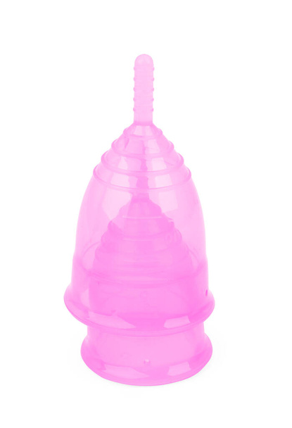 Pink and Purple menstrual cups isolated on white background - Zdjęcie, obraz