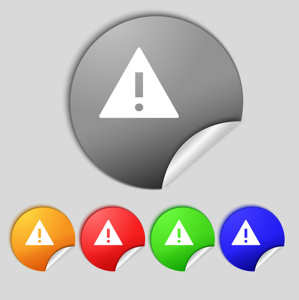 Attention sign icon. Exclamation mark. Hazard warning symbol. Set colourful buttons Vector - Vektor, Bild