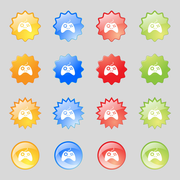 Ícone de sinal Joystick. Símbolo de jogo. Definir botões coloridos. Vetor
 - Vetor, Imagem