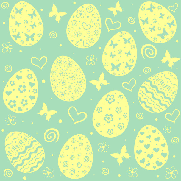 Seamless pattern with easter eggs, vector illustration  - Vetor, Imagem