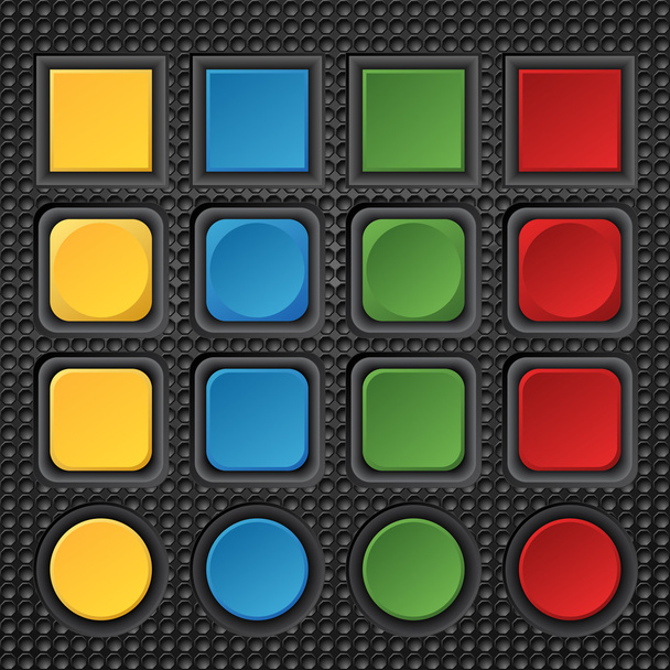 Conjunto de botones web coloridos en blanco para sitio web o aplicación. Vector
 - Vector, Imagen