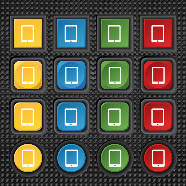 Icono de signo de tableta. botón del teléfono inteligente. Establecer botones de color. Vector
 - Vector, imagen