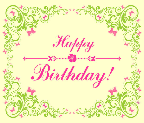 Happy birthday vector illustration with floral frame - ベクター画像