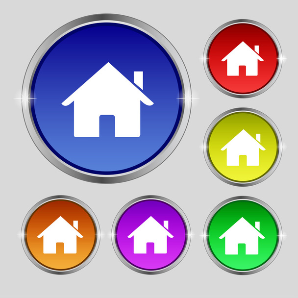 Home sign icon. Main page button. Navigation symbol. Set colur buttons Vector - Vetor, Imagem