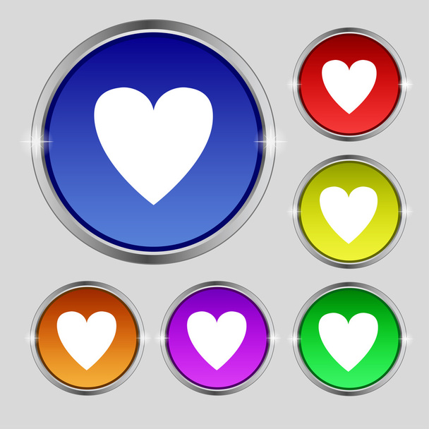 Heart sign icon. Love symbol. Set colur buttons. Vector - Vetor, Imagem