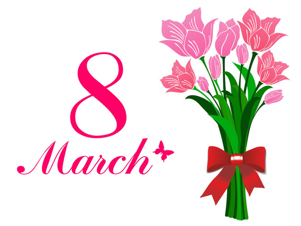 8 march. Vector illustration of a happy women's day - Vector, Image