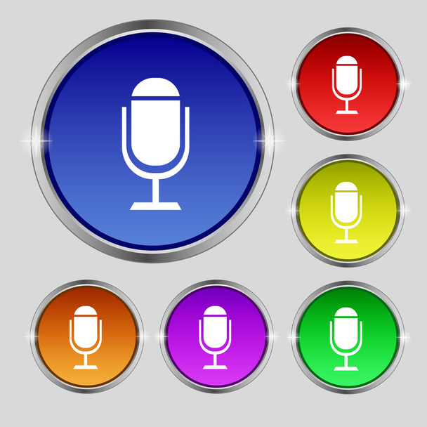 Microphone icon. Speaker symbol. Live music sign. Set colourful buttons Vector - Wektor, obraz