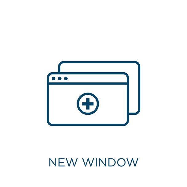 neues Fenster-Symbol. Dünnes lineares neues Fenster-Umrisssymbol isoliert auf weißem Hintergrund. Linienvektor neues Fensterschild, Symbol für Web und Mobile - Vektor, Bild