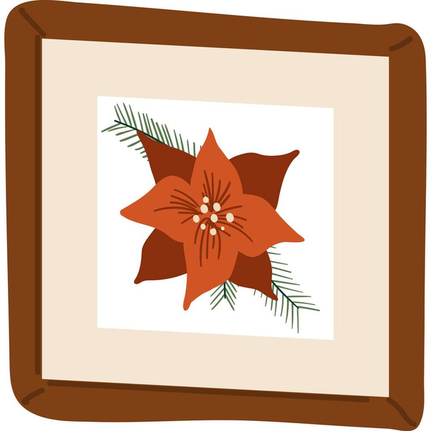 Mistletoe ivy flower christmas blanket icon vector - Vector, Image