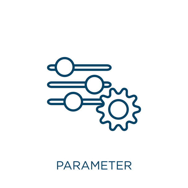 parameter icoon. Dunne lineaire parameter outline icoon geïsoleerd op witte achtergrond. Lijnvectorparameterbord, symbool voor web en mobiel - Vector, afbeelding