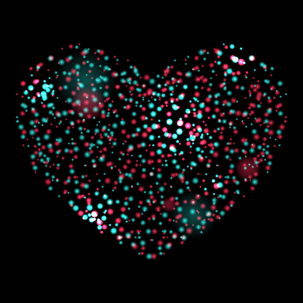 Happy Valentine's day background. Heart shape. Abstract glitch TikTok background. Vector illustration. Abstract background. Light. Futuristic blue red gradient vector black background contrast color border digital dynamic elegant - Vector, imagen