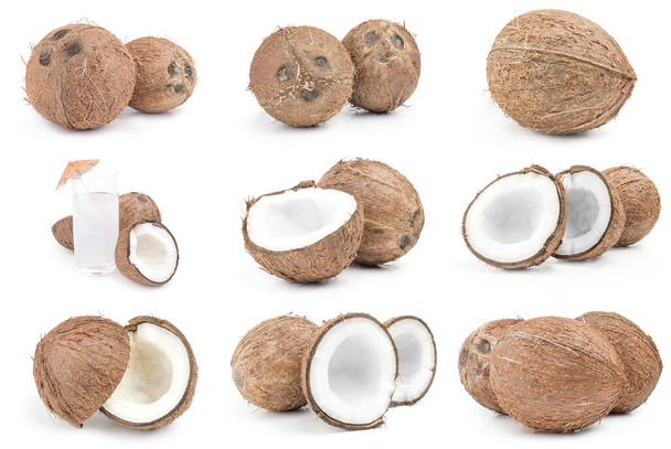 Набір кокоса крупним планом на білому
 - Фото, зображення