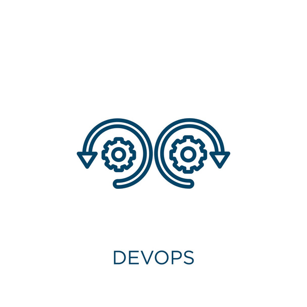 devops icon. Thin linear devops outline icon isolated on white background. Line vector devops sign, symbol for web and mobile - Vector, Image