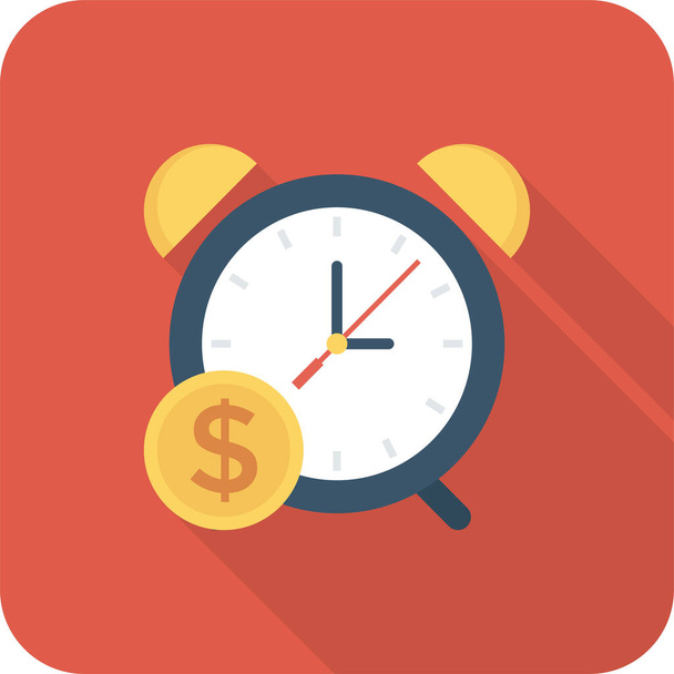 Bargeld-Uhr-Stichtagsikone im Long-Shadow-Stil - Vektor, Bild
