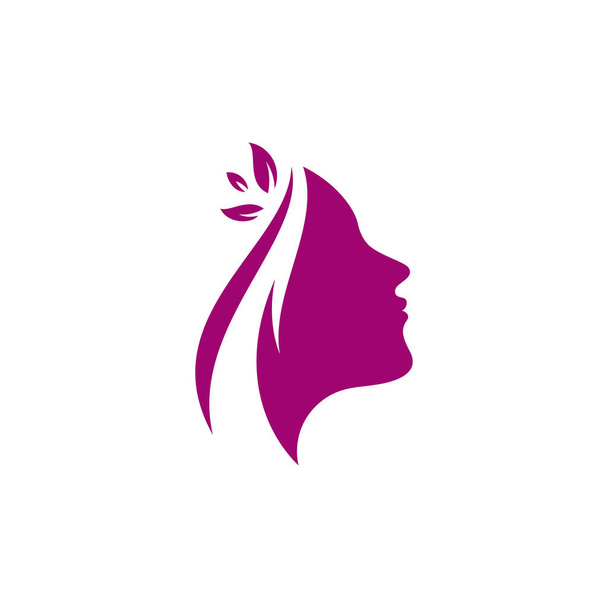 silhueta mulher logotipo cabeça rosto logotipo vetor design - Vetor, Imagem