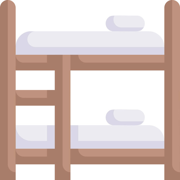 bunk bed dormitory room holiday icon - Διάνυσμα, εικόνα