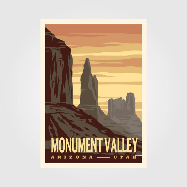 emlékmű völgy navajo törzsi park szüret plakát illusztráció tervezés - Vektor, kép