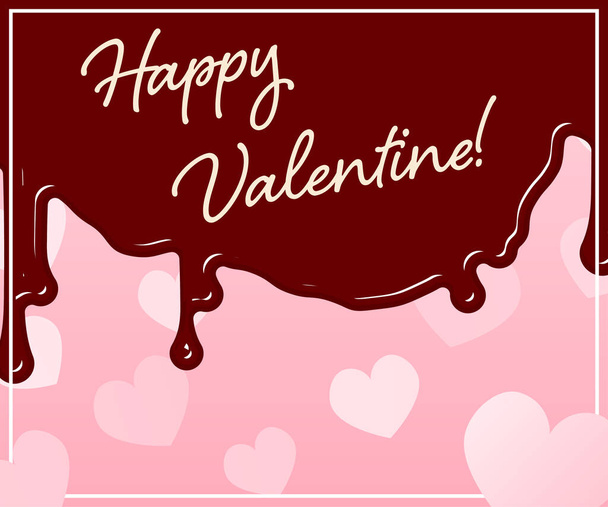 Валентинів день прапора, рожевий фон серця з капає шоколад, 336x280 - Вектор, зображення