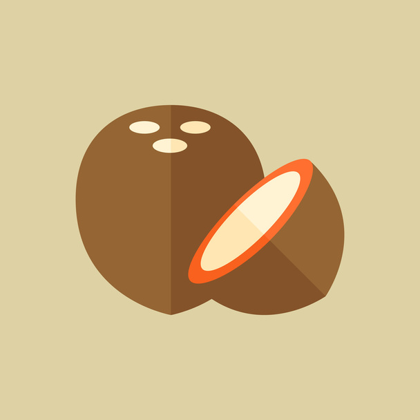 Coconut. Food Flat Icon - Vetor, Imagem