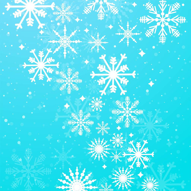 Invierno fondo azul con copos de nieve vector - Vector, imagen