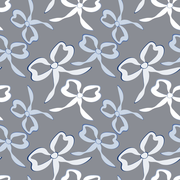 A seamless pattern on a square background is a ribbon bow. Design element of books, notebooks, postcards, interior items. Wallpapers, textiles, packaging, background for a website, mobile application or blog. - Vector, imagen