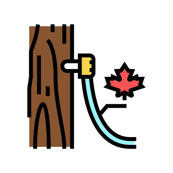 maple sap collection, using tubing method color icon vector illustration - Vector, Image