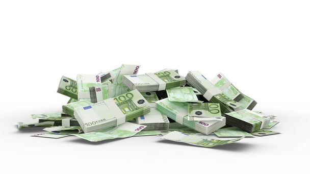 3D Stapel van 100 Euro biljetten - Foto, afbeelding