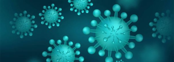 	Coronavirus microbe cells in infected covid-19 banner design - Вектор, зображення