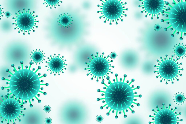 Бактерии или вирусная инфекция гриппа синий фон - Вектор,изображение