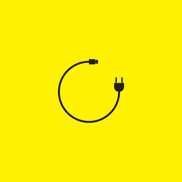 circle geometric cable with plug electric logo design vector graphic symbol icon sign illustration creative idea - Vector, Image