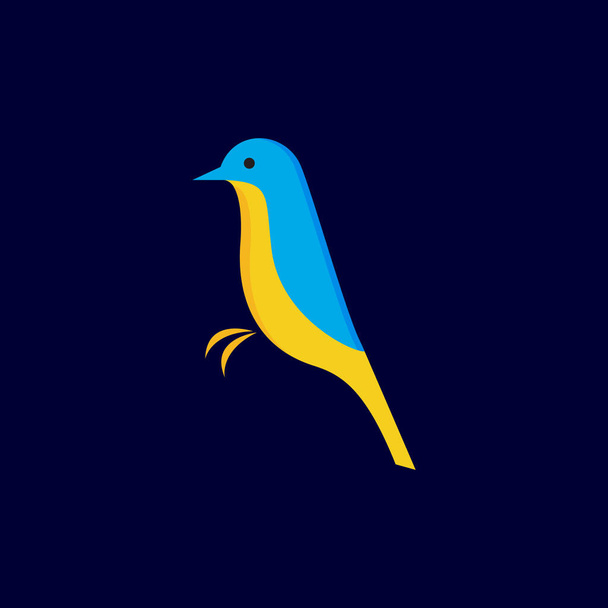 Renkli kuş Mangrove mavi sinekkapan logo tasarım vektör grafik simgesi simge çizim yaratıcı fikir - Vektör, Görsel