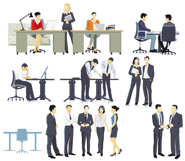 Zaměstnání a schůzka v kanceláři, ilustrace obchodního poradenství - Vektor, obrázek