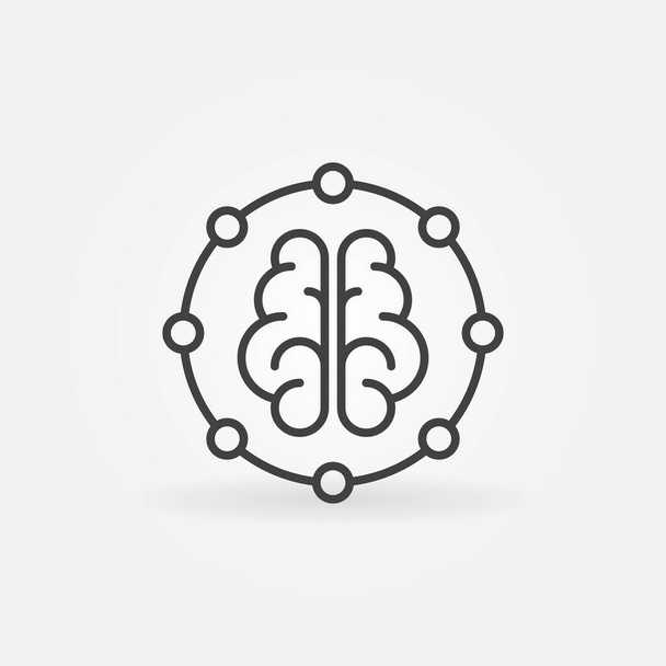 Vector Human Brain Neuron Connections outline icon - Vektör, Görsel